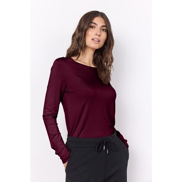 NWT SOYA CONCEPT Marica 217 Wine Longsleeve Shirt - Picture 2 of 5
